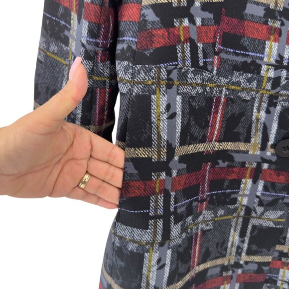 Nine West Womens Plaid Button-Up Crepe Toper Jackets Size 12 Lined /Multicolored - Picture 5 of 12